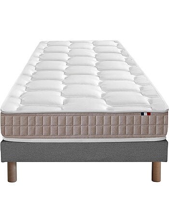 Ensemble Matelas 100% latex 5 zones ORIGINEL + Sommier - Spécial Dos Sensible - Bleu denim