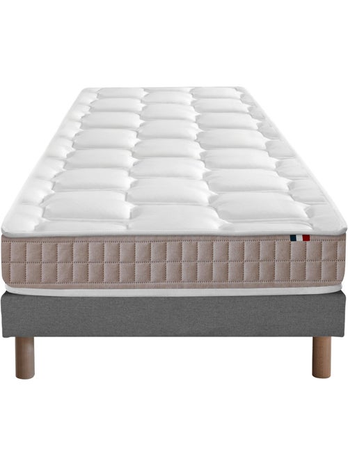 Ensemble Matelas 100% latex 5 zones ORIGINEL + Sommier - Spécial Dos Sensible - Gris chiné - Kiabi Ensemble Matelas 100% latex 5 zones ORIGINEL + Sommier - Spécial Dos Sensible - Gris chiné - Kiabi