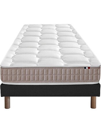 Ensemble Matelas 100% latex 5 zones ORIGINEL + Sommier - Spécial Dos Sensible - Bleu denim
