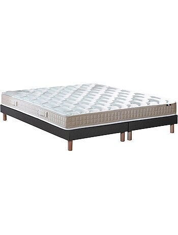 Ensemble matelas 100% latex 5 zones originel + sommier - spécial dos sensible - bleu denim