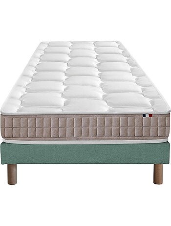 Ensemble Matelas 100% latex 5 zones ORIGINEL + Sommier - Spécial Dos Sensible - Bleu denim