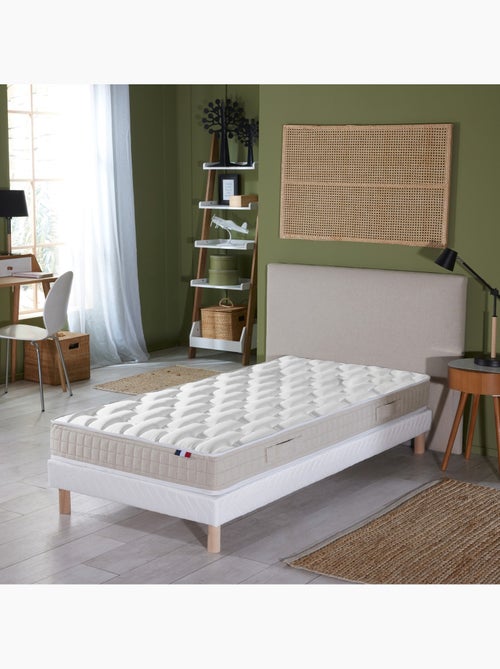 Ensemble Matelas 100% latex 5 zones ORIGINEL + Sommier Fabriqué en France , Sommier Blanc - Kiabi