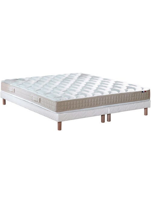 Ensemble Matelas 100% latex 5 zones ORIGINEL + Sommier Fabriqué en France , Sommier Blanc - Kiabi