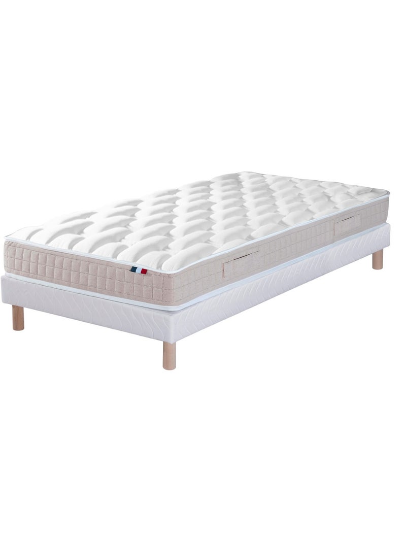 Ensemble Matelas 100% latex 5 zones ORIGINEL + Sommier Fabriqué en France , Sommier Blanc Blanc - Kiabi