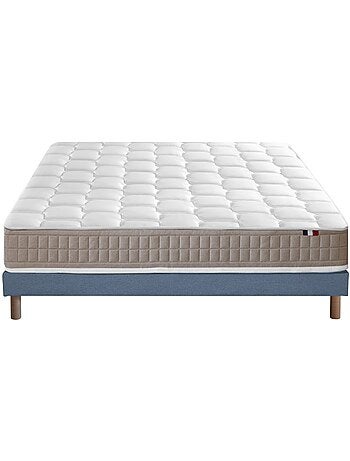 Ensemble Matelas 100% latex 5 zones ORIGINEL + Sommier Fabriqué en France , Sommier Bleu