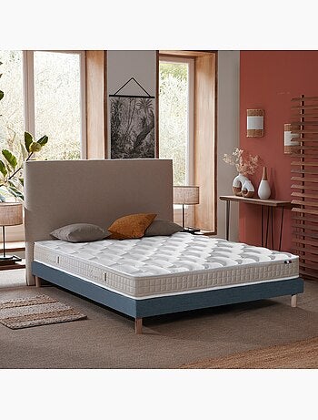 Ensemble Matelas 100% latex 5 zones ORIGINEL + Sommier Fabriqué en France , Sommier Bleu