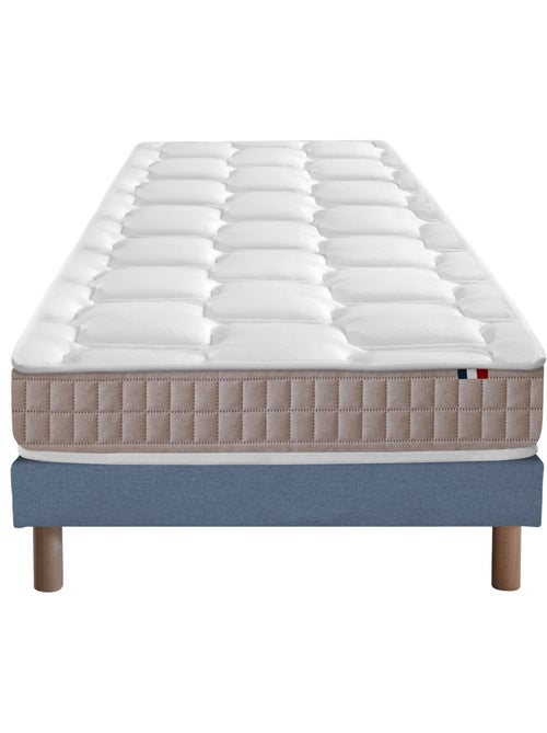 Ensemble Matelas 100% latex 5 zones ORIGINEL + Sommier Fabriqué en France , Sommier Bleu - Kiabi