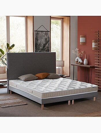 Ensemble Matelas 100% latex 5 zones ORIGINEL + Sommier Fabriqué en France , Sommier Bleu