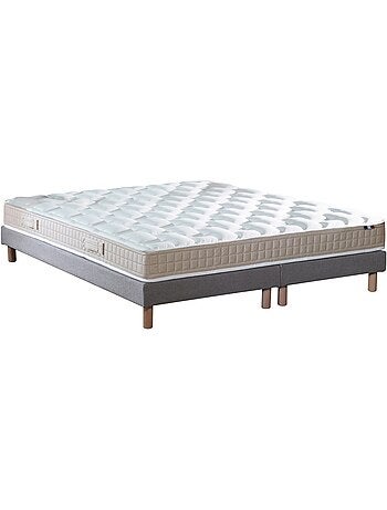 Ensemble Matelas 100% latex 5 zones ORIGINEL + Sommier Fabriqué en France , Sommier Bleu