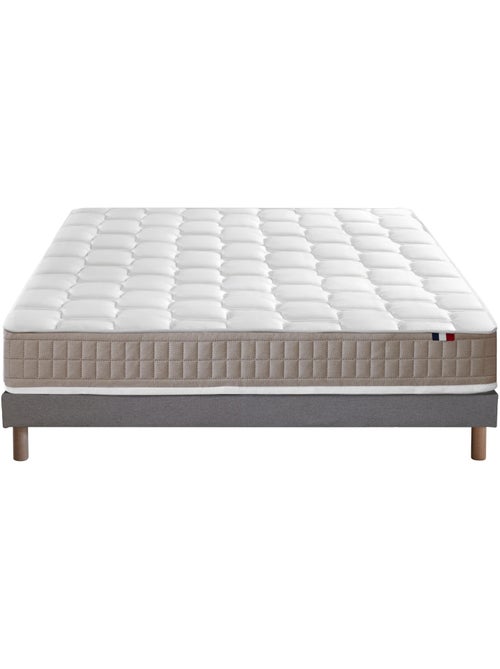 Ensemble Matelas 100% latex 5 zones ORIGINEL + Sommier Fabriqué en France , Sommier Gris chiné - Kiabi