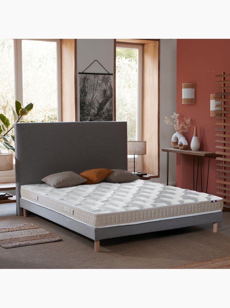 Ensemble Matelas 100% latex 5 zones ORIGINEL + Sommier Fabriqué en France , Sommier Gris chiné Blanc Gris - Kiabi