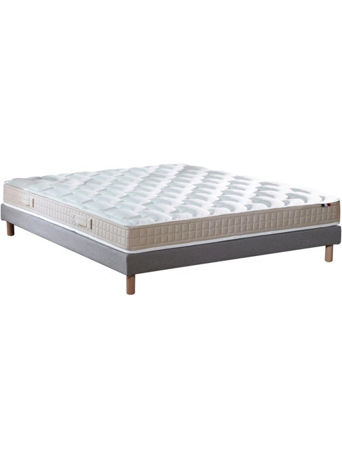 Ensemble Matelas 100% latex 5 zones ORIGINEL + Sommier Fabriqué en France , Sommier Gris chiné - Kiabi
