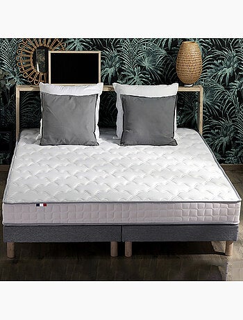 Ensemble Matelas 100% latex 5 zones ORIGINEL + Sommier Fabriqué en France , Sommier Blanc