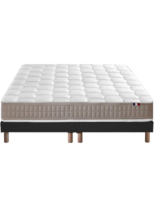 Ensemble Matelas 100% latex 5 zones ORIGINEL + Sommier Fabriqué en France , Sommier Noir - Kiabi