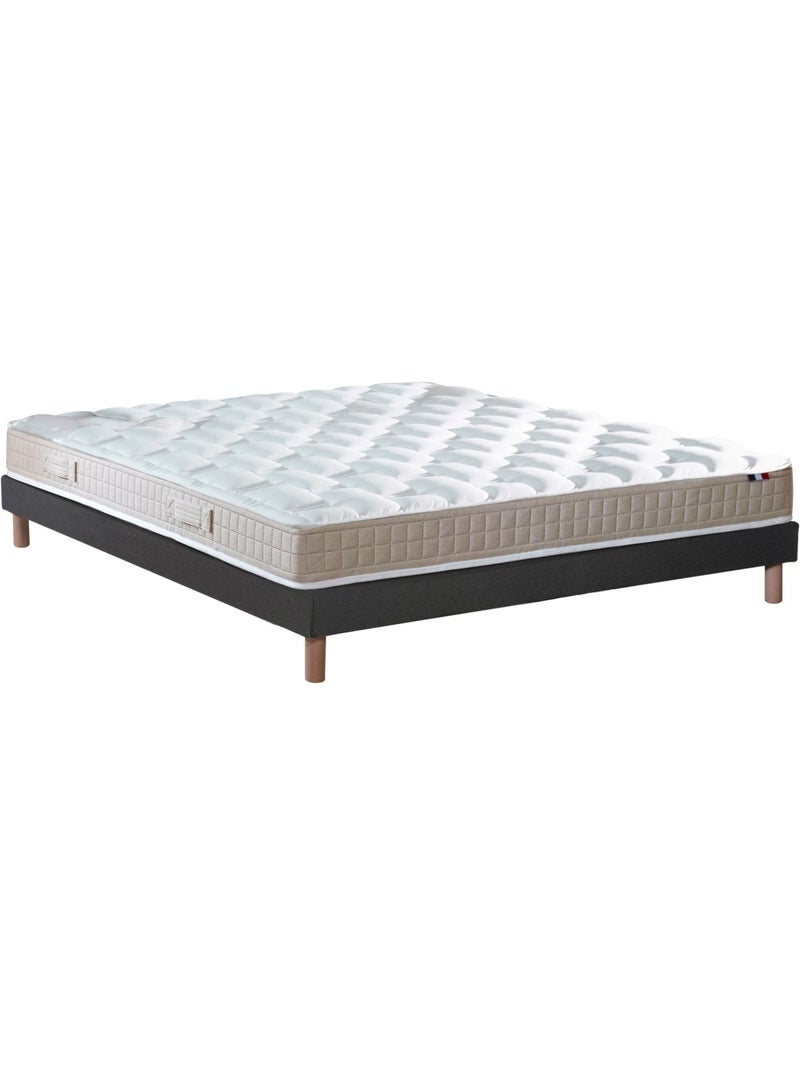 Ensemble Matelas 100% latex 5 zones ORIGINEL + Sommier Fabriqué en France , Sommier Noir gris anthracite - Kiabi