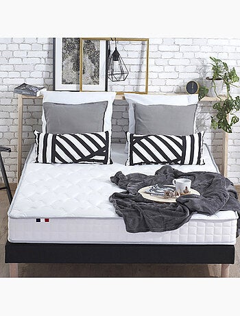 Ensemble Matelas 100% latex 5 zones ORIGINEL + Sommier Fabriqué en France , Sommier Blanc