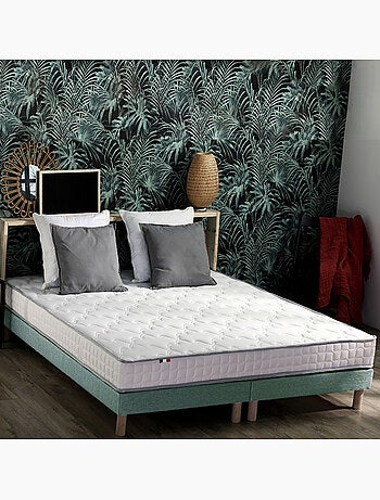 Ensemble Matelas 100% latex 5 zones ORIGINEL + Sommier Fabriqué en France , Sommier Blanc