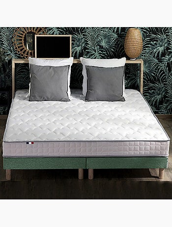 Ensemble Matelas 100% latex 5 zones ORIGINEL + Sommier Fabriqué en France , Sommier Blanc