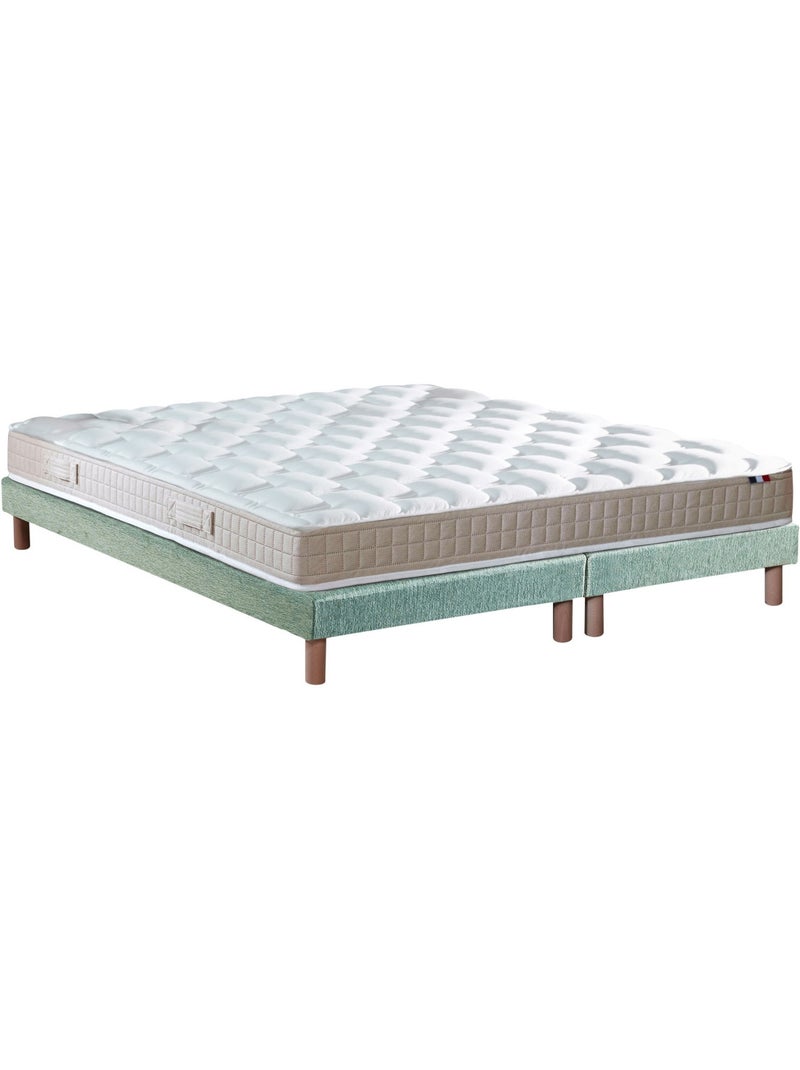 Ensemble Matelas 100% latex 5 zones ORIGINEL + Sommier Fabriqué en France , Sommier Vert Blanc Vert - Kiabi