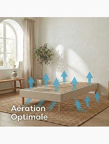 Ensemble matelas 100% latex, H12, 73kg/m3, sommier en kit beige