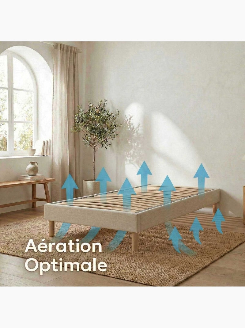 Ensemble matelas 100% latex, H12, 73kg/m3, sommier en kit beige Beige clair - Kiabi