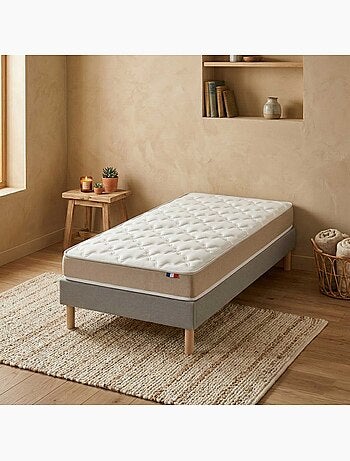 Ensemble matelas 100% latex, H12, 73kg/m3, sommier en kit gris