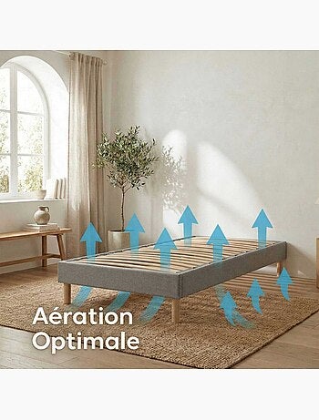 Ensemble matelas 100% latex, H12, 73kg/m3, sommier en kit gris