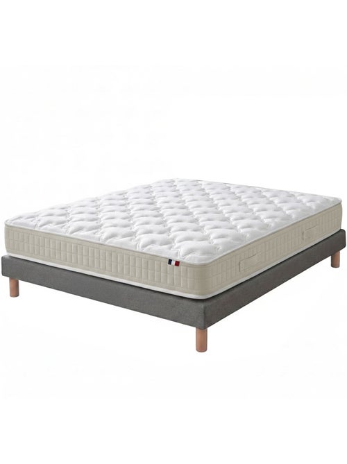 Ensemble matelas 100% latex, H18, 78kg/m3, sommier en kit gris - Kiabi Ensemble matelas 100% latex, H18, 78kg/m3, sommier en kit gris - Kiabi