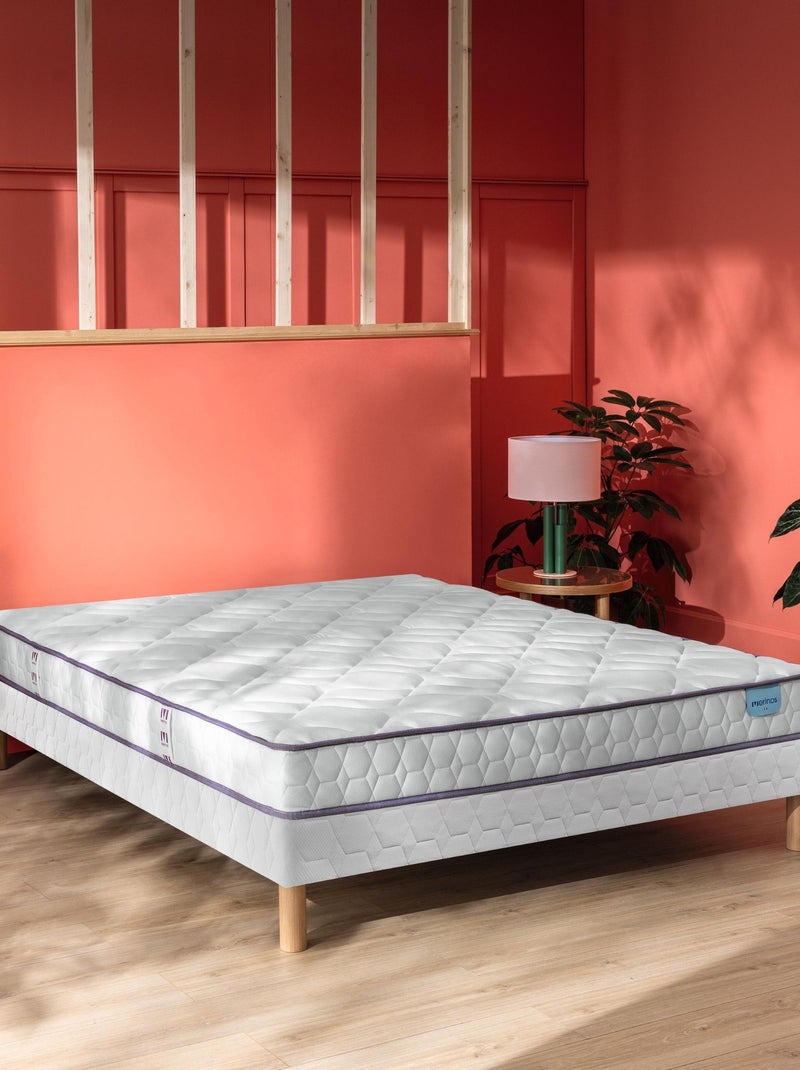 Ensemble matelas 100% latex HAPPY LIT, sommier TWIST et pieds Blanc - Kiabi