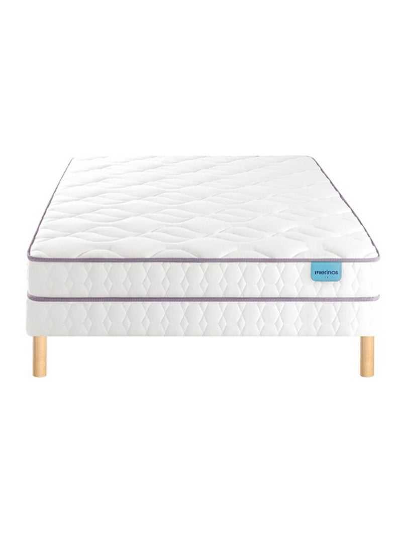 Ensemble matelas 100% latex HAPPY LIT, sommier TWIST et pieds Blanc - Kiabi