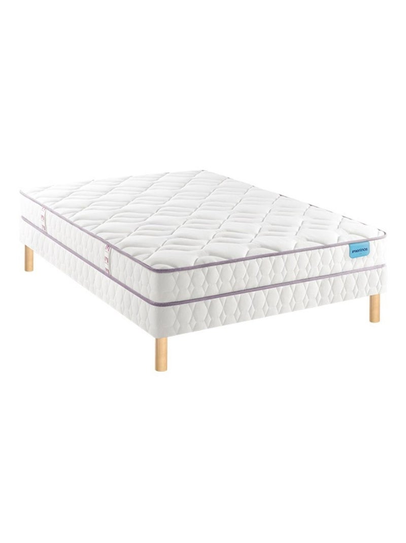 Ensemble matelas 100% latex HAPPY LIT, sommier TWIST et pieds Blanc - Kiabi