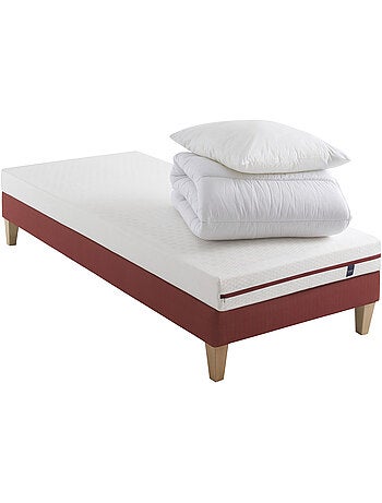 Ensemble matelas 100% latex, sommier, pieds, couette et oreiller Crépuscule 200