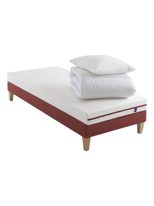 Ensemble matelas 100% latex, sommier, pieds, couette et oreiller Crépuscule 200 - Kiabi