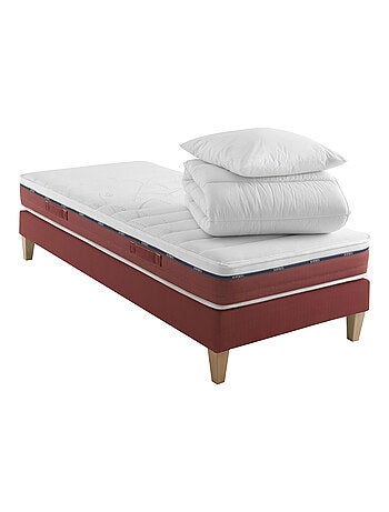 Ensemble matelas 100% latex, sommier, pieds, couette et oreiller Crépuscule 600