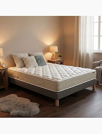 Ensemble matelas 160 x 200 00% latex 3 zones PURE avec sommier gris