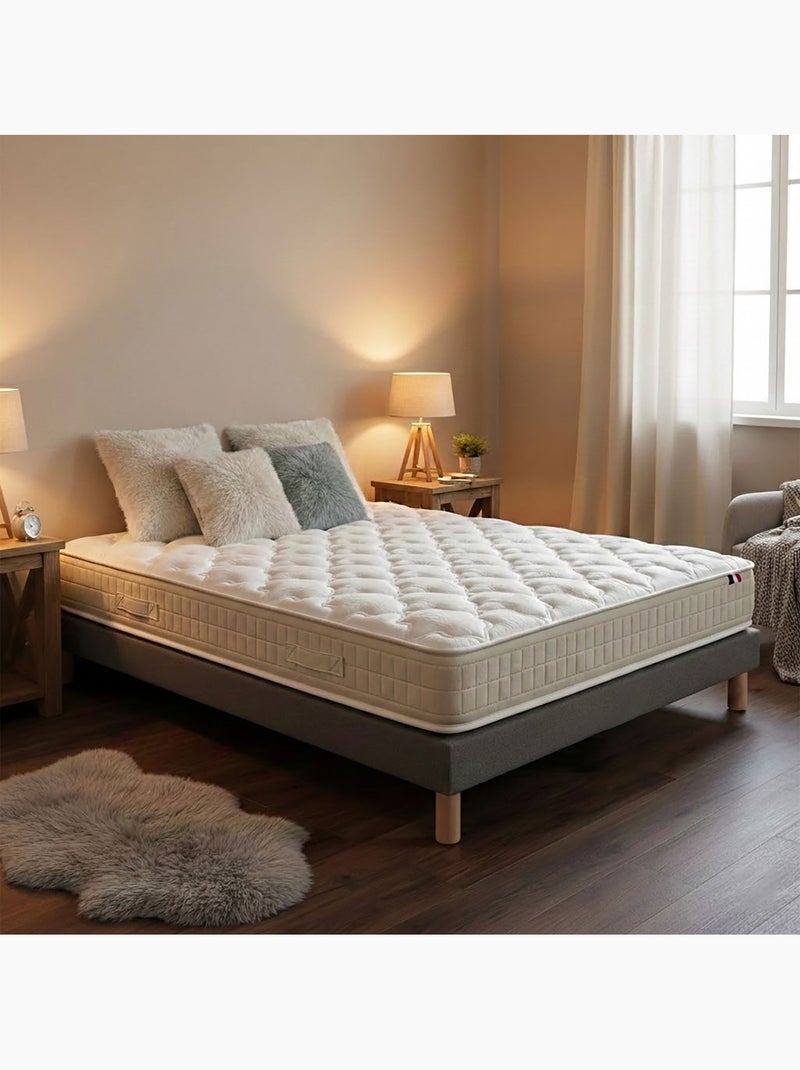 Ensemble matelas 160 x 200 00% latex 3 zones PURE avec sommier gris Blanc Gris - Kiabi