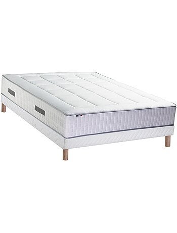 Ensemble matelas 2 ressorts 7 zones sommier bleu 160x200
