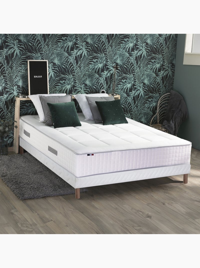 Ensemble matelas 2 ressorts 7 zones sommier blanc 160x200 Blanc - Kiabi