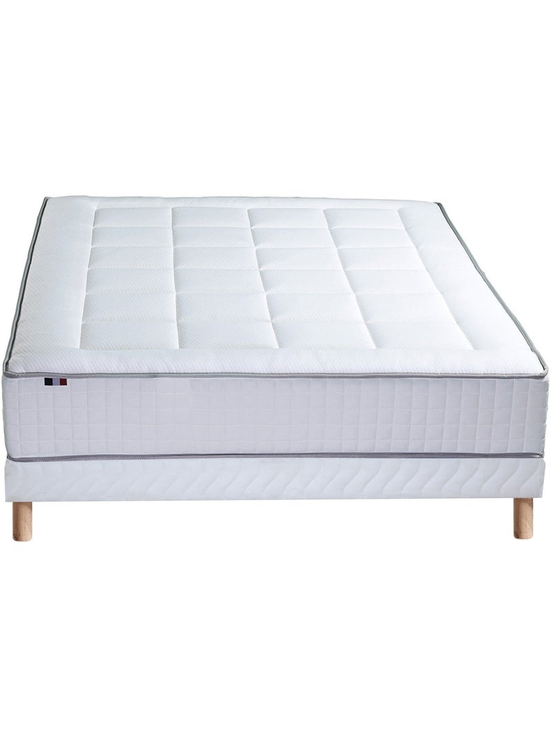 Ensemble matelas 2 ressorts 7 zones sommier blanc 160x200 Blanc - Kiabi