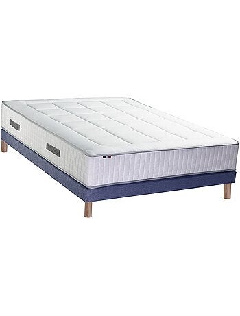 Ensemble matelas 2 ressorts 7 zones sommier bleu 160x200
