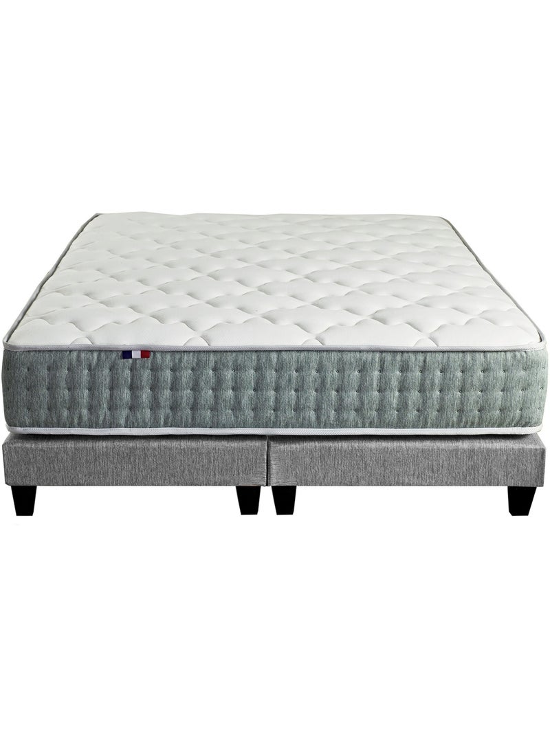 Ensemble matelas à ressorts HYGGE et sommier déco pour un confort optimal - Sommier - Gris chiné Blanc Gris - Kiabi