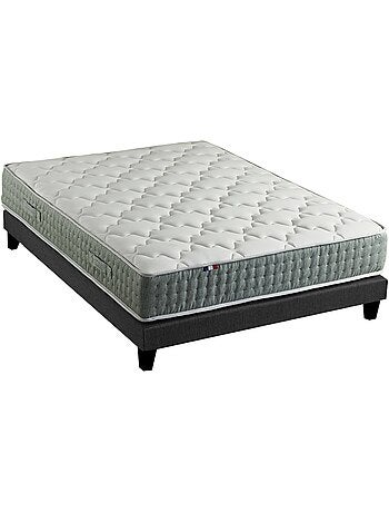 Ensemble matelas à ressorts HYGGE et sommier déco pour un confort optimal - Sommier - Noir