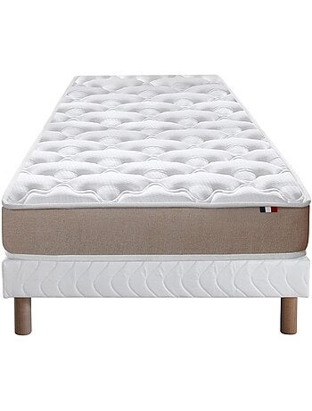 Ensemble Matelas accueil Latex 3 zones INITIAL - Bi Confort Mousse & Latex + Sommier - Blanc