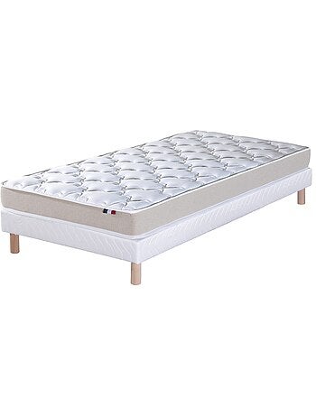 Ensemble Matelas accueil Latex 3 zones INITIAL - Bi Confort Mousse & Latex + Sommier - Blanc