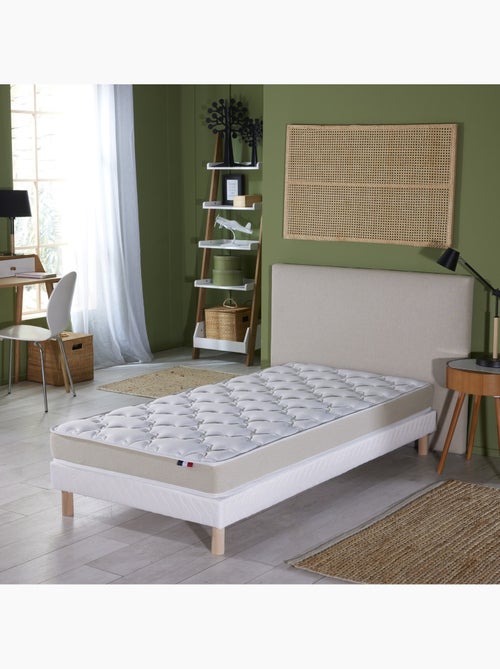 Ensemble Matelas accueil Latex 3 zones INITIAL - Bi Confort Mousse & Latex + Sommier - Blanc - Kiabi Ensemble Matelas accueil Latex 3 zones INITIAL - Bi Confort Mousse & Latex + Sommier - Blanc - Kiabi