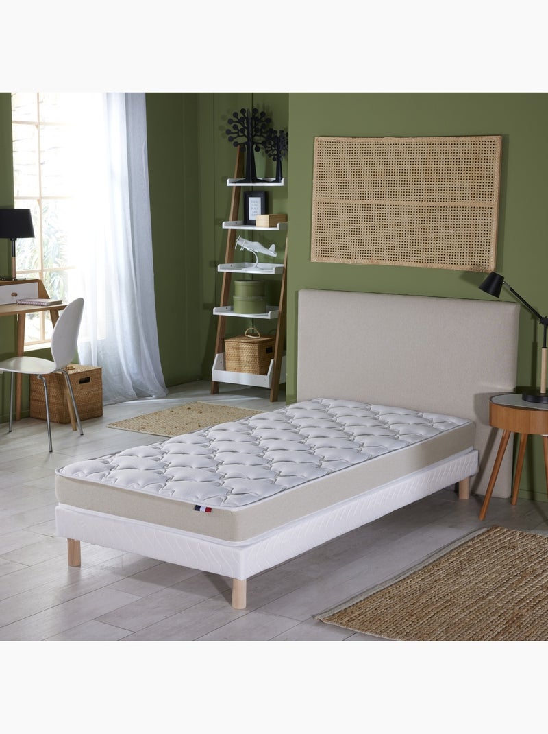Ensemble Matelas accueil Latex 3 zones INITIAL - Bi Confort Mousse & Latex + Sommier - Blanc Blanc - Kiabi