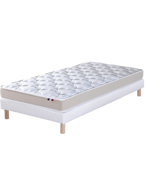 Ensemble Matelas accueil Latex 3 zones INITIAL - Bi Confort Mousse & Latex + Sommier - Blanc - Kiabi Ensemble Matelas accueil Latex 3 zones INITIAL - Bi Confort Mousse & Latex + Sommier - Blanc - Kiabi