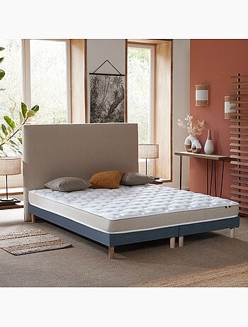 Ensemble Matelas accueil Latex 3 zones INITIAL - Bi Confort Mousse & Latex + Sommier - Blanc