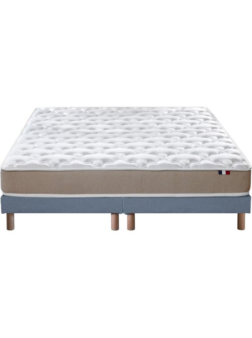 Ensemble Matelas accueil Latex 3 zones INITIAL - Bi Confort Mousse & Latex + Sommier - Bleu denim - Kiabi Ensemble Matelas accueil Latex 3 zones INITIAL - Bi Confort Mousse & Latex + Sommier - Bleu denim - Kiabi