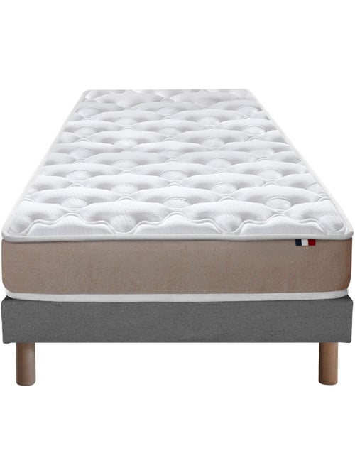 Ensemble Matelas accueil Latex 3 zones INITIAL - Bi Confort Mousse & Latex + Sommier - Gris chiné - Kiabi